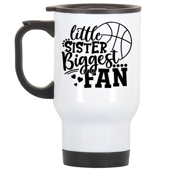 Little Sister Biggest Fan Basketball Gift Stainless Steel Travel Mug