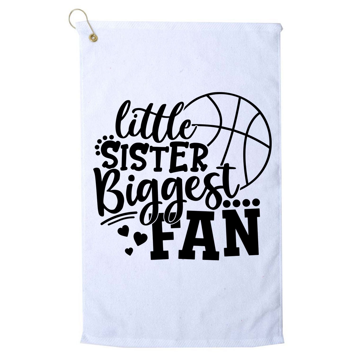 Little Sister Biggest Fan Basketball Gift Golf Towel