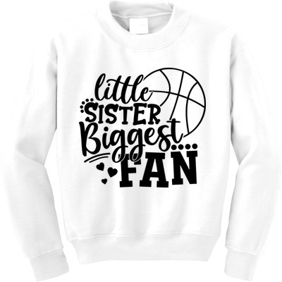 Little Sister Biggest Fan Basketball Gift Kids Sweatshirt