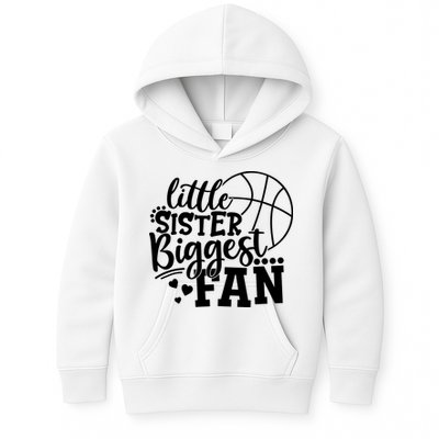 Little Sister Biggest Fan Basketball Gift Kids Hoodie