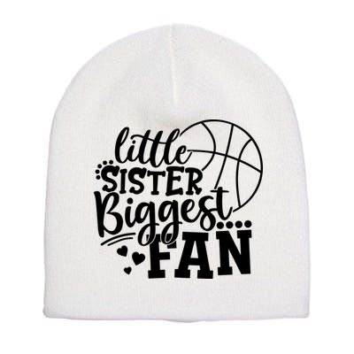 Little Sister Biggest Fan Basketball Gift Short Acrylic Beanie