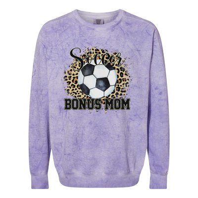 Leopard Soccer Bonus Mom Stepmother MotherS Day Colorblast Crewneck Sweatshirt