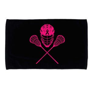 Lacrosse Stick Breast Cancer Awareness Cool Ribbon Lax Microfiber Hand Towel