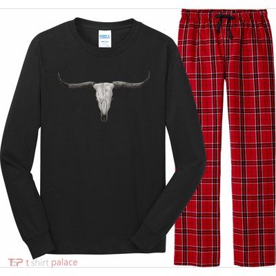 Longhorn Sr Bull Skull Cattle Ranch Farm Barn Art Long Sleeve Pajama Set