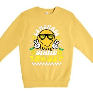 Lemonade Stand Boss Retro Groovy Juice Summer Activity Premium Crewneck Sweatshirt