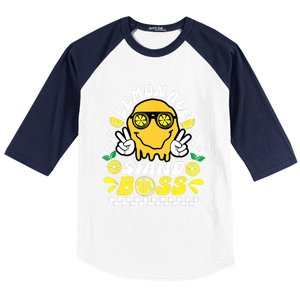 Lemonade Stand Boss Retro Groovy Juice Summer Activity Baseball Sleeve Shirt