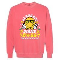 Lemonade Stand Boss Retro Groovy Juice Summer Activity Garment-Dyed Sweatshirt