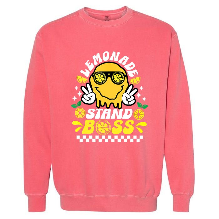 Lemonade Stand Boss Retro Groovy Juice Summer Activity Garment-Dyed Sweatshirt