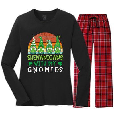 Let Shenanigans Begin Shamrock Gnomes Women's Long Sleeve Flannel Pajama Set 