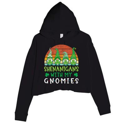 Let Shenanigans Begin Shamrock Gnomes Crop Fleece Hoodie