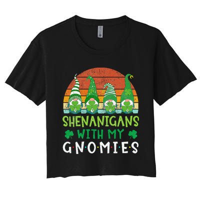 Let Shenanigans Begin Shamrock Gnomes Women's Crop Top Tee