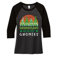 Let Shenanigans Begin Shamrock Gnomes Women's Tri-Blend 3/4-Sleeve Raglan Shirt