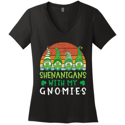 Let Shenanigans Begin Shamrock Gnomes Women's V-Neck T-Shirt