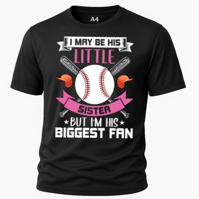 Little Sister But I'm His Biggest Fan Baseball Lover Gift Cooling Performance Crew T-Shirt