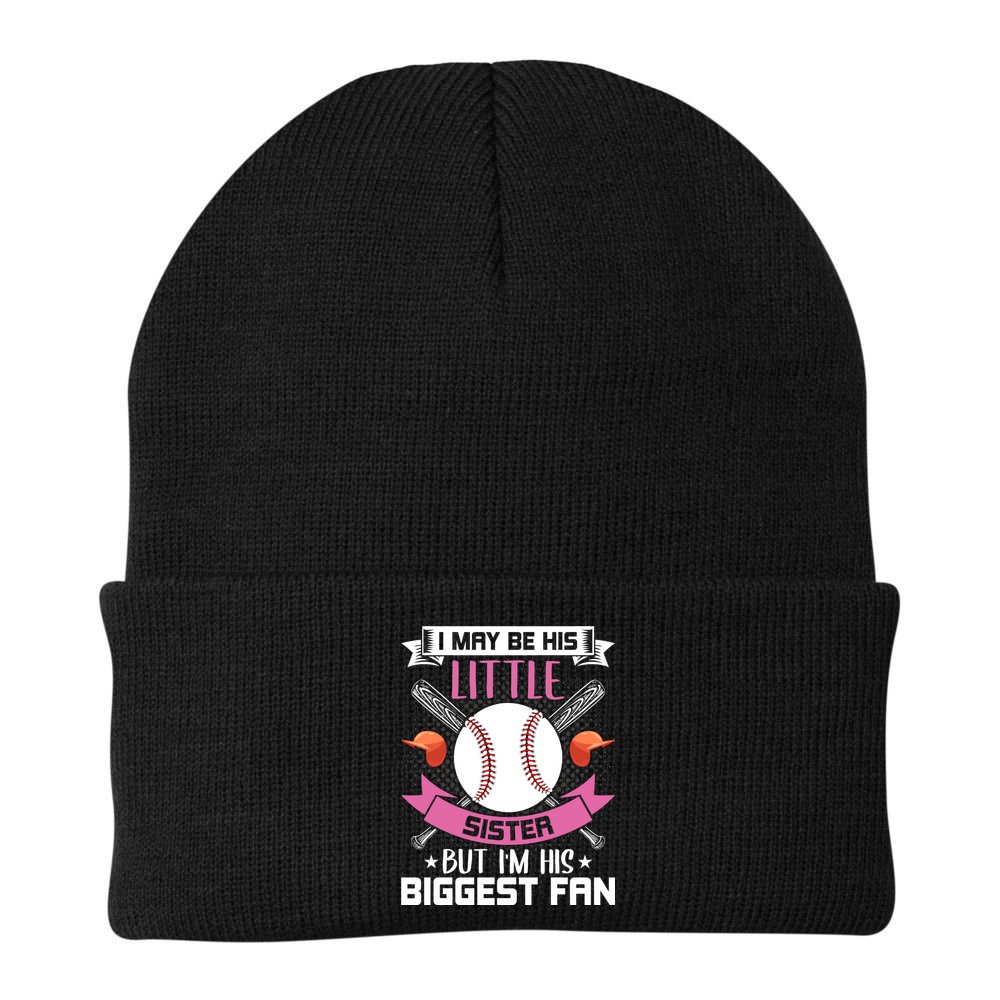 Little Sister But I'm His Biggest Fan Baseball Lover Gift Beanie