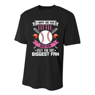 Little Sister But I'm His Biggest Fan Baseball Lover Gift Youth Performance Sprint T-Shirt