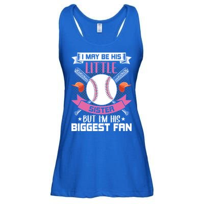 Little Sister But I'm His Biggest Fan Baseball Lover Gift Ladies Essential Flowy Tank