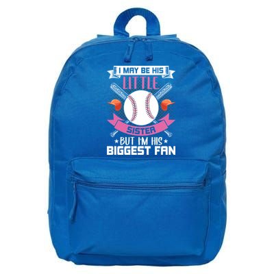 Little Sister But I'm His Biggest Fan Baseball Lover Gift 16 in Basic Backpack