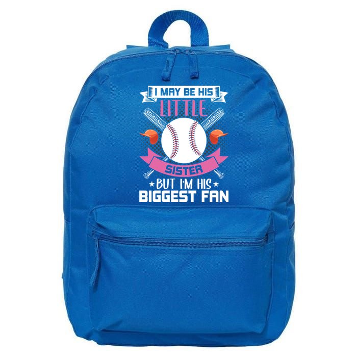 Little Sister But I'm His Biggest Fan Baseball Lover Gift 16 in Basic Backpack
