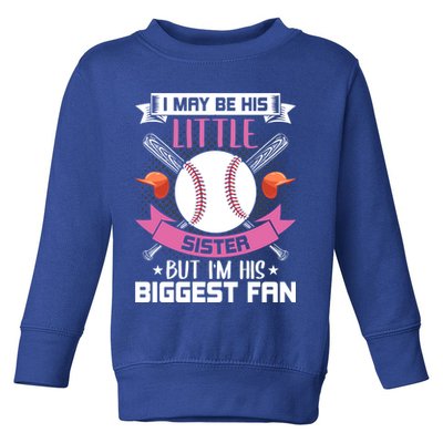 Little Sister But I'm His Biggest Fan Baseball Lover Gift Toddler Sweatshirt