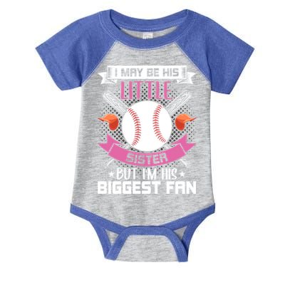 Little Sister But I'm His Biggest Fan Baseball Lover Gift Infant Baby Jersey Bodysuit