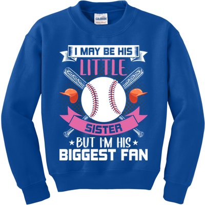 Little Sister But I'm His Biggest Fan Baseball Lover Gift Kids Sweatshirt