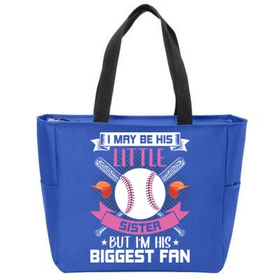 Little Sister But I'm His Biggest Fan Baseball Lover Gift Zip Tote Bag