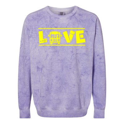 Love School Bus Driver Typography Gift For Busdriver Colorblast Crewneck Sweatshirt