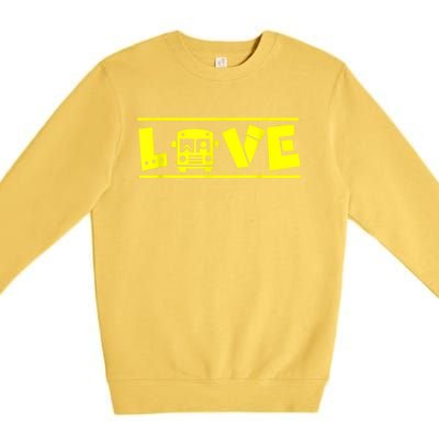 Love School Bus Driver Typography Gift For Busdriver Premium Crewneck Sweatshirt