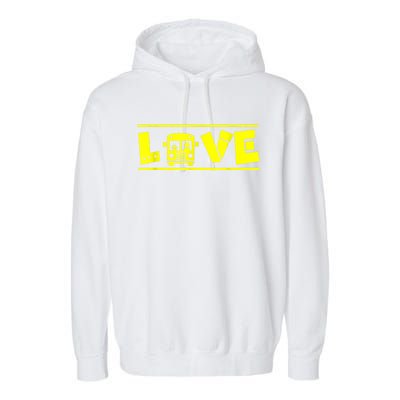 Love School Bus Driver Typography Gift For Busdriver Garment-Dyed Fleece Hoodie