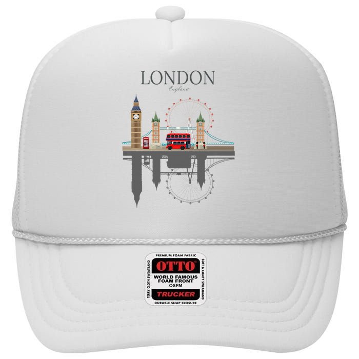 London Souvenir City Vintage British Uk High Crown Mesh Back Trucker Hat