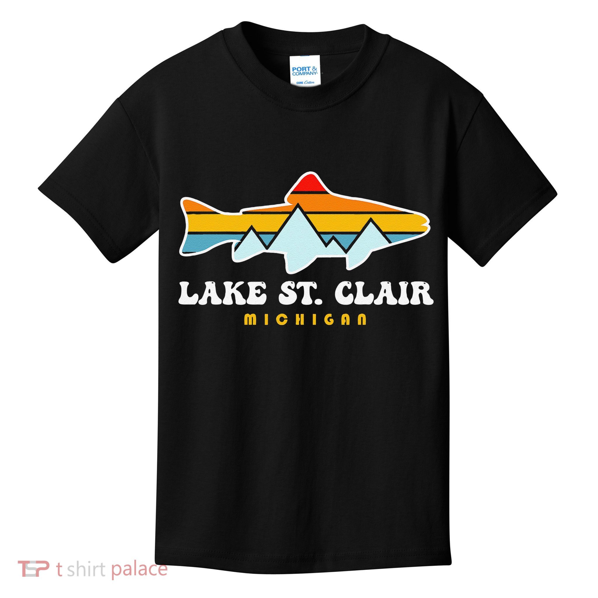 Lake St. Clair Fishing Michigan Fish Kids T-Shirt