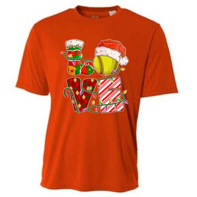 Love Softball Christmas Softball Player Xmas Party Gift Cooling Performance Crew T-Shirt