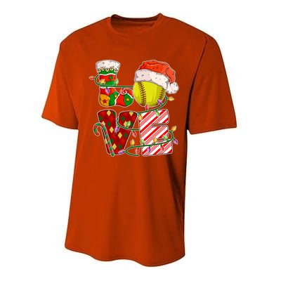 Love Softball Christmas Softball Player Xmas Party Gift Performance Sprint T-Shirt