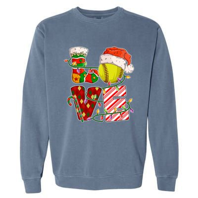 Love Softball Christmas Softball Player Xmas Party Gift Garment-Dyed Sweatshirt