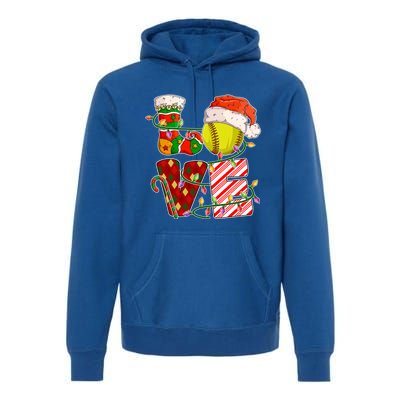 Love Softball Christmas Softball Player Xmas Party Gift Premium Hoodie