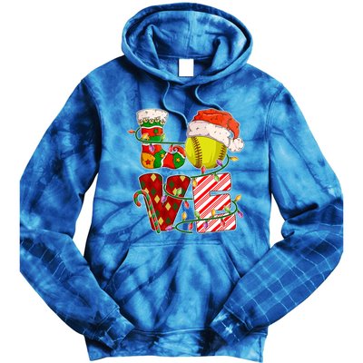 Love Softball Christmas Softball Player Xmas Party Gift Tie Dye Hoodie