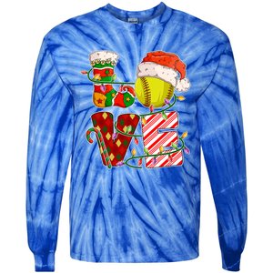 Love Softball Christmas Softball Player Xmas Party Gift Tie-Dye Long Sleeve Shirt