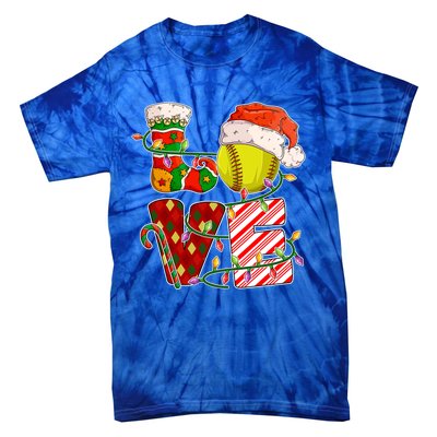 Love Softball Christmas Softball Player Xmas Party Gift Tie-Dye T-Shirt