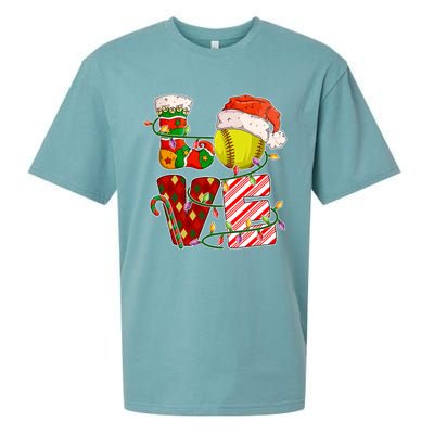 Love Softball Christmas Softball Player Xmas Party Gift Sueded Cloud Jersey T-Shirt