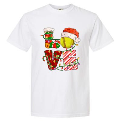 Love Softball Christmas Softball Player Xmas Party Gift Garment-Dyed Heavyweight T-Shirt