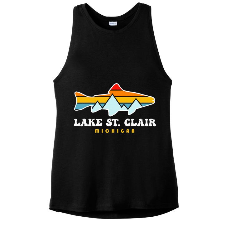 Lake St. Clair Fishing Michigan Fish Ladies PosiCharge Tri-Blend Wicking Tank