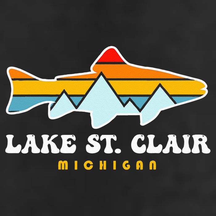 Lake St. Clair Fishing Michigan Fish 7 Panel Mesh Trucker Snapback Hat