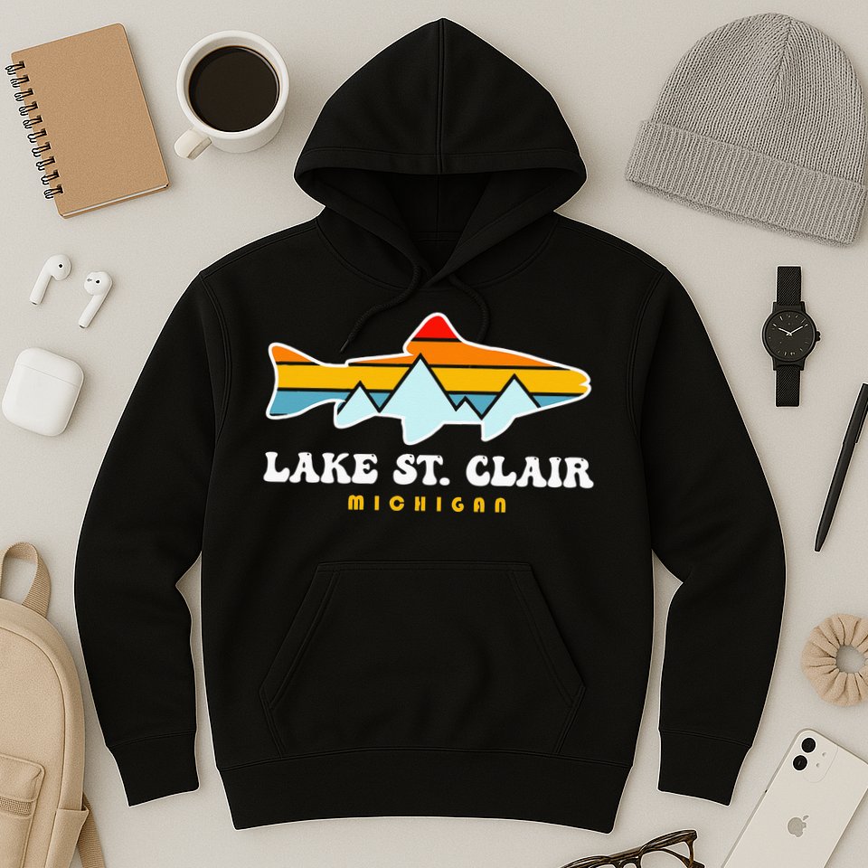 Lake St. Clair Fishing Michigan Fish Hoodie