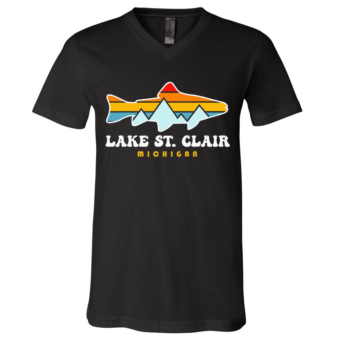 Lake St. Clair Fishing Michigan Fish V-Neck T-Shirt