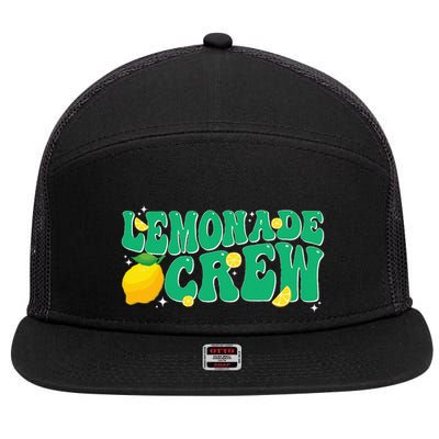 Lemonade Stand Crew Boss Lemon Juice Retro Groovy Fun Yellow 7 Panel Mesh Trucker Snapback Hat