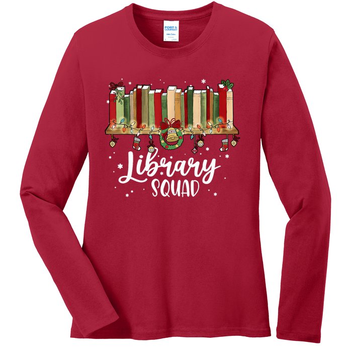 Library Squad Christmas Vintage Book Lovers Ladies Long Sleeve Shirt