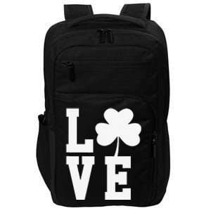 LOVE Shamrock Clover Saint Patrick's Day Impact Tech Backpack