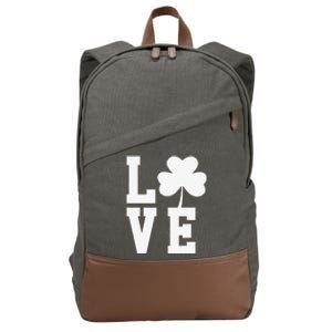 LOVE Shamrock Clover Saint Patrick's Day Cotton Canvas Backpack