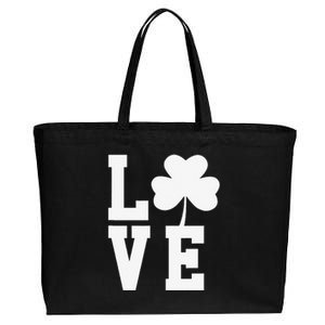 LOVE Shamrock Clover Saint Patrick's Day Cotton Canvas Jumbo Tote